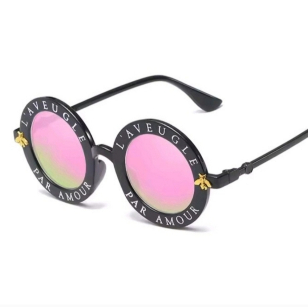 Black Frames With Pink Lenses Sunglasses For Adults